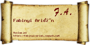 Fabinyi Arián névjegykártya